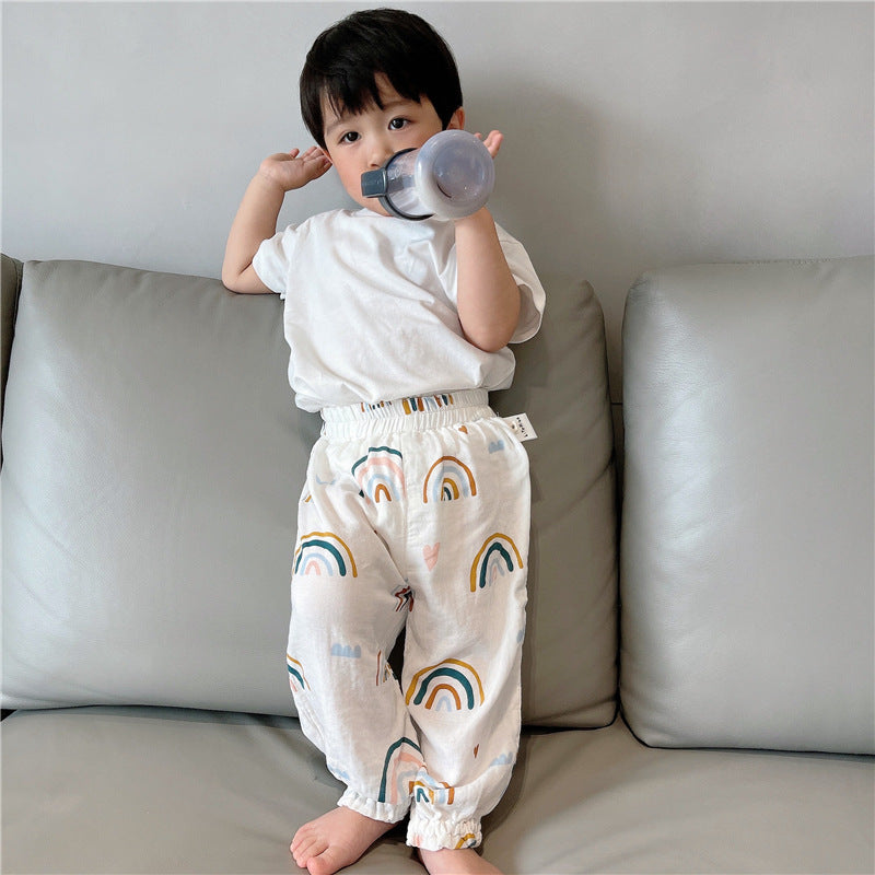 Thin Bamboo Cotton Outerwear Pajama Infant Breathable Children's Pants
