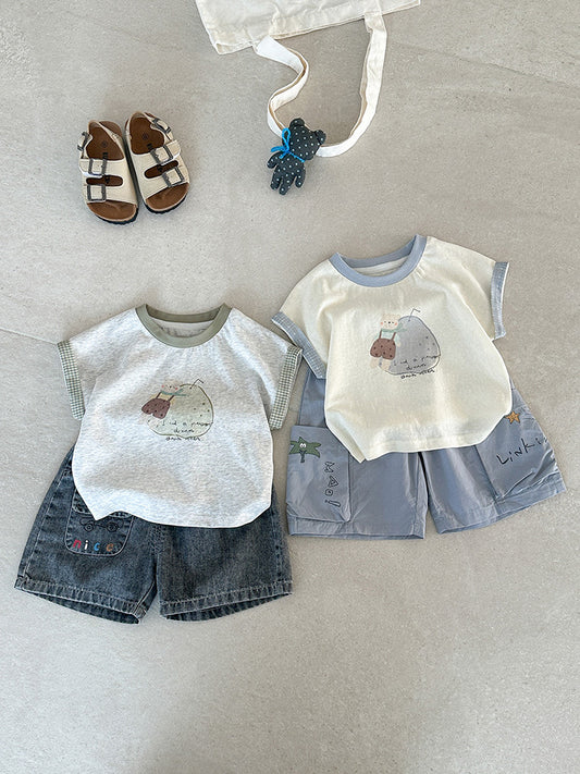 Cartoon Printed Sleeveless Summer Boy Korean Style Children's T-shirt