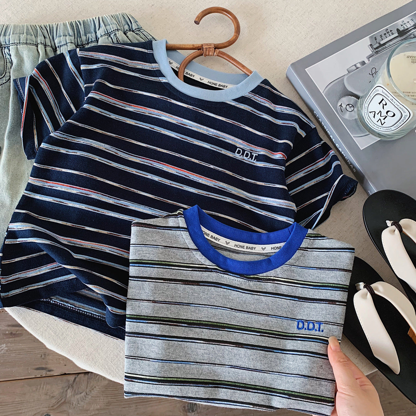Children's Summer Color Stripes Casual Soft Cool Children's T-shirt