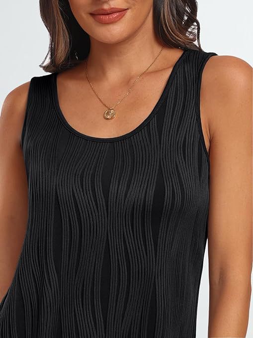 Women's Summer Casual Dreamy Texture Round Neck Sleeveless Small Vest/suspenders/tube Top