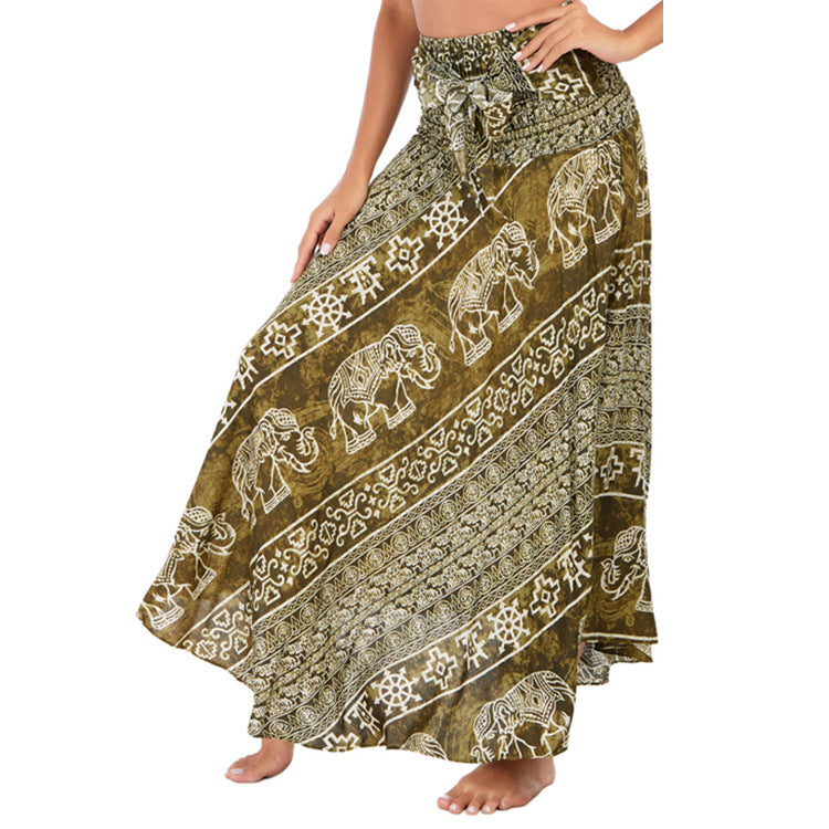 Casual Thai Dress Beach Vacation Two-way Big Swing Skirt