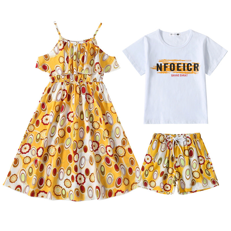 Travel Beach Dress Summer Bohemian Long Skirt Parent-child Outfit
