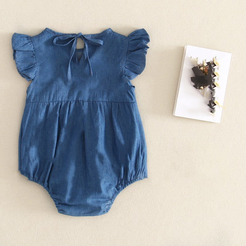 Born Summer Clothes Clothing Sleeveless Triangle Rompers Jumpsuits Denim Jumpsuit, Climbing Suit