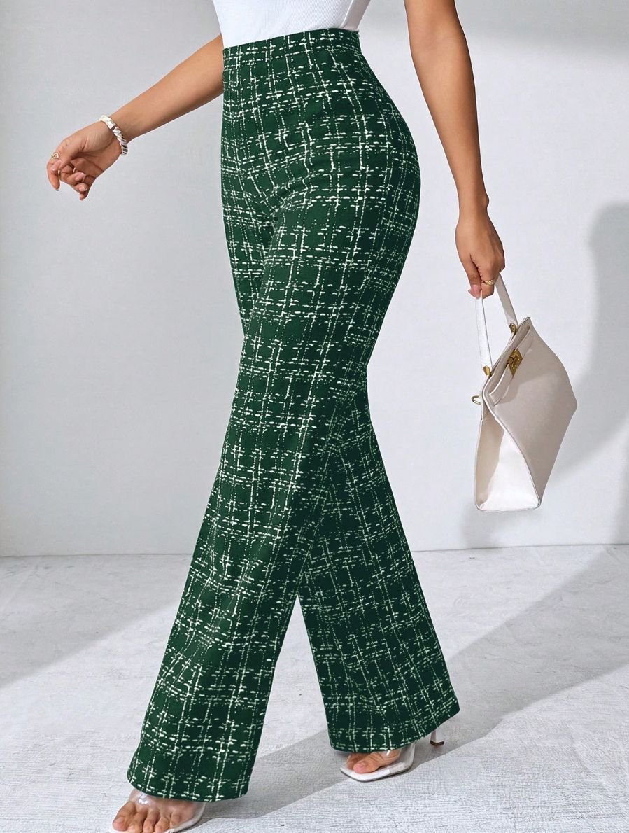 Women's Summer Fashion Plaid Printed Trousers Casual Pants