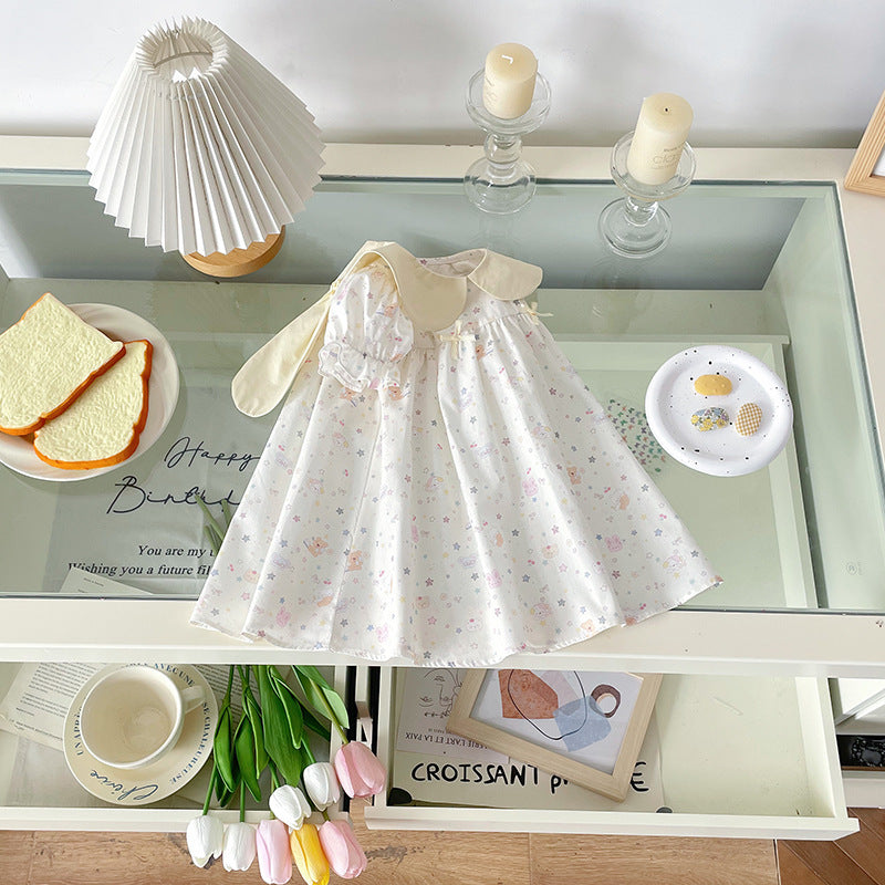 Summer Cartoon Full Printed Doll Collar Children's Dress