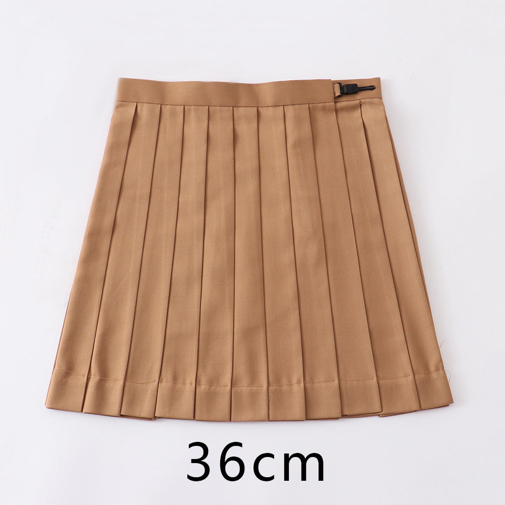 Pleated Orthodox Solid Color High Waist Skirt