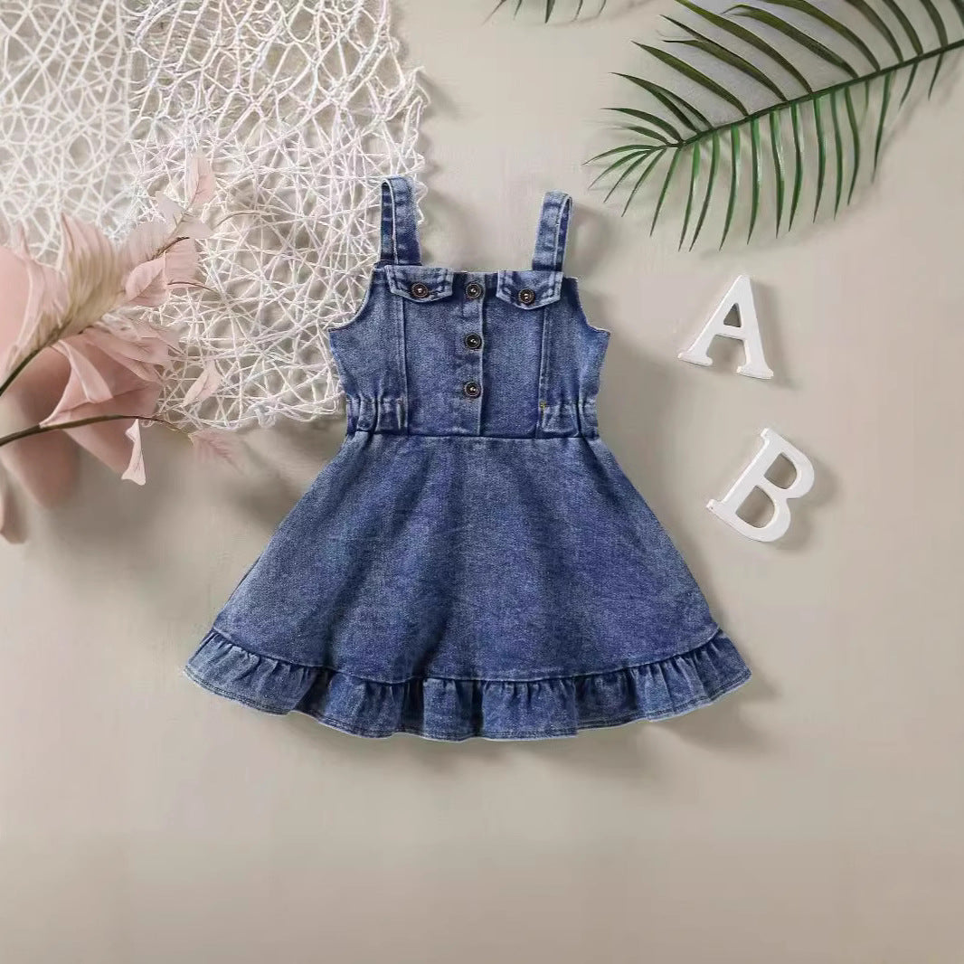 Children's Knitted Spring Solid Color Princess Style Children's Dress