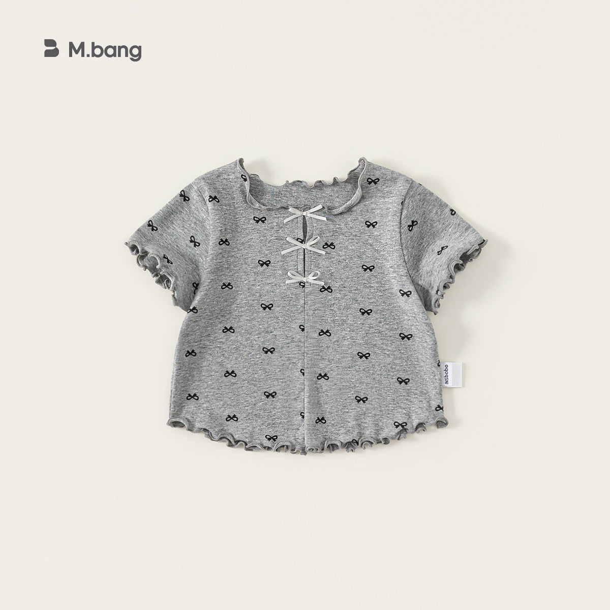 Children's Clothing Summer Korean Top Wooden Ear Bow Printed Children's T-shirt