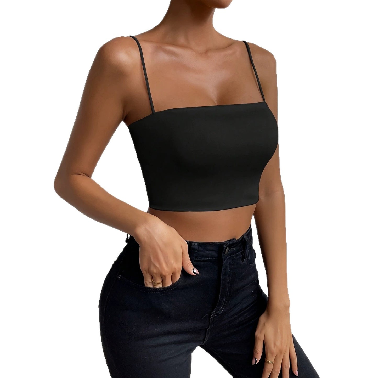 Women's Summer Camisole With Narrow Straps Solid Small Vest/suspenders/tube Top