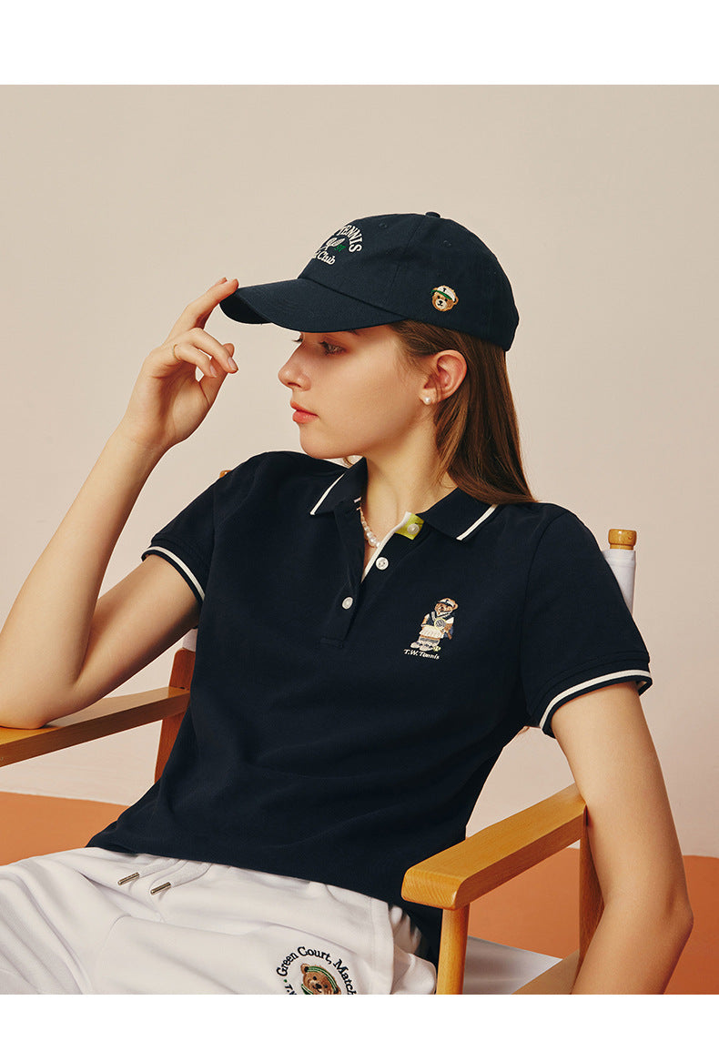 Women's Collar Short Sleeve T-shirt Korean Slimming Parent-child Outfit