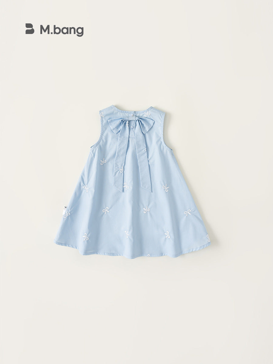 Children's Sweet Printed Skirt Summer Bow Ribbon Sleeveless Children's Dress