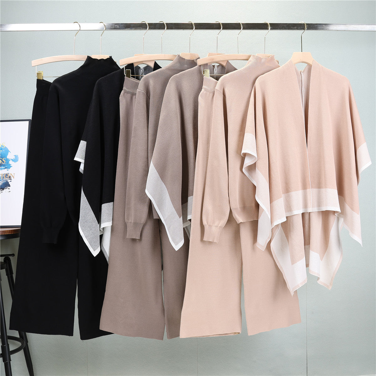Women's Shawl Knitted Loose Three-piece Set For Fashion Casual Suit