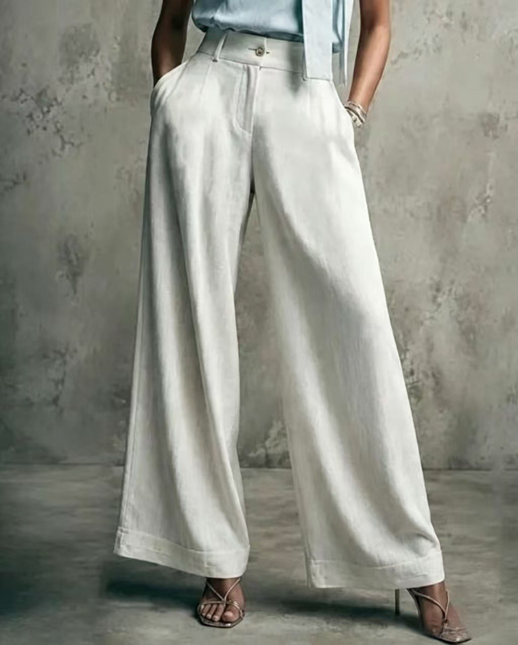 Women's Solid Color Wide Leg High Waist Loose Casual Pants