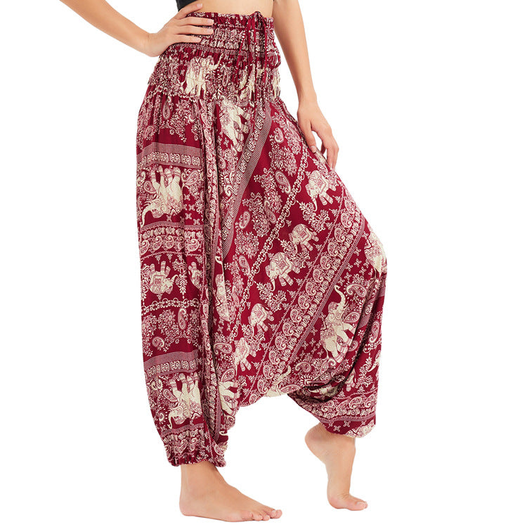 Clearance Male Female Couples Wear Elephant Loose Harem Casual Pants