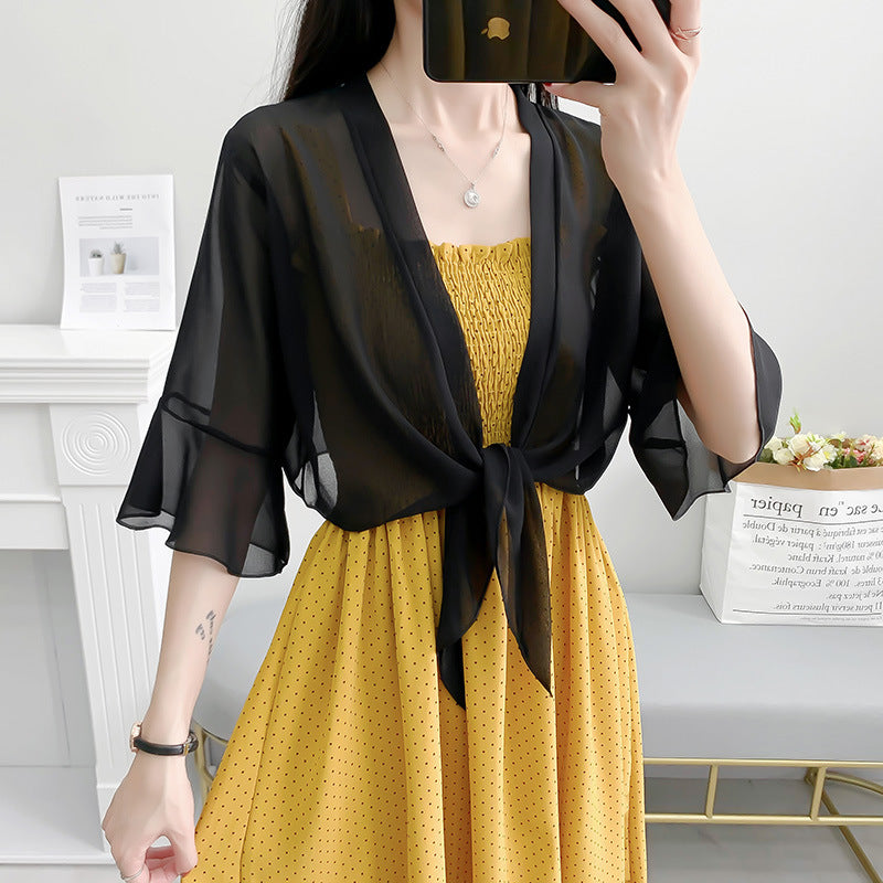 Women's Summer French Style Long Sleeve Sunscreen Outerwear Shawl Air Conditioner Clothing