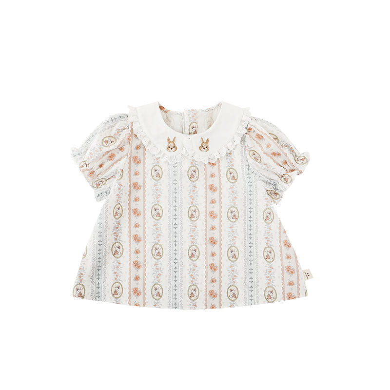 Children's Sweet Bubble Sleeve Cage Fashionable Blouse Children's Dress