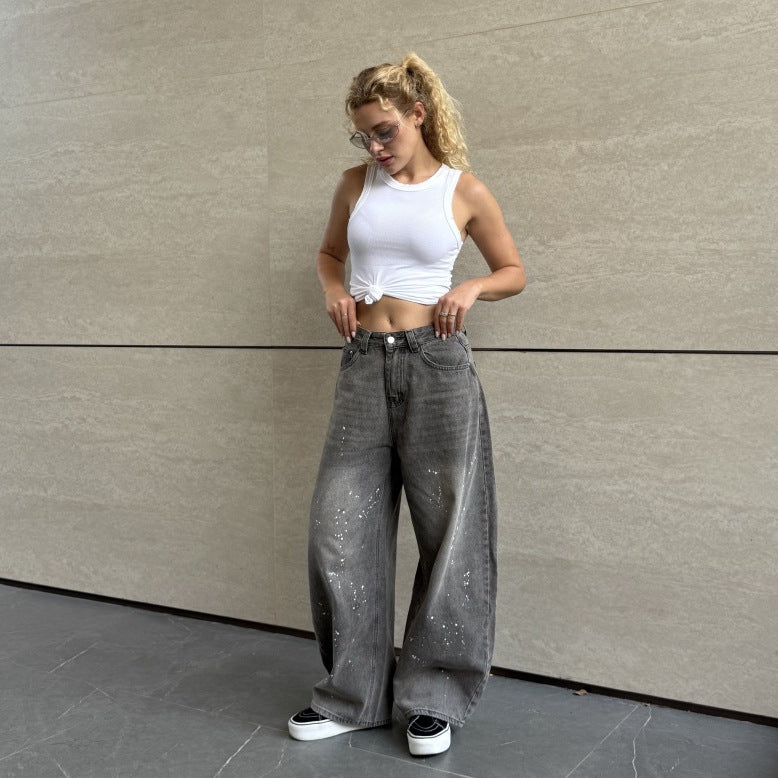 Women's High Street Hot Loose Wide Leg Women's Jeans