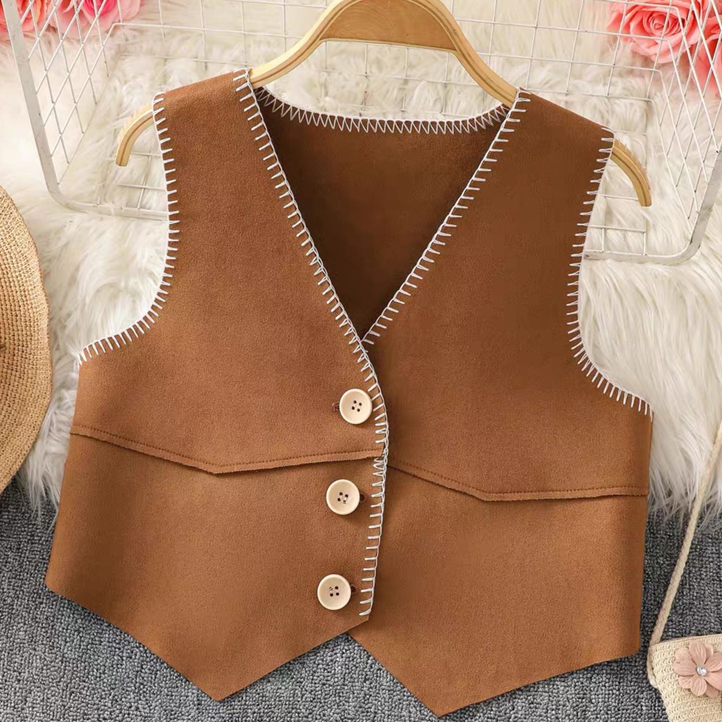 French Retro Ethnic Style Waistcoat Dress Parent-child Outfit