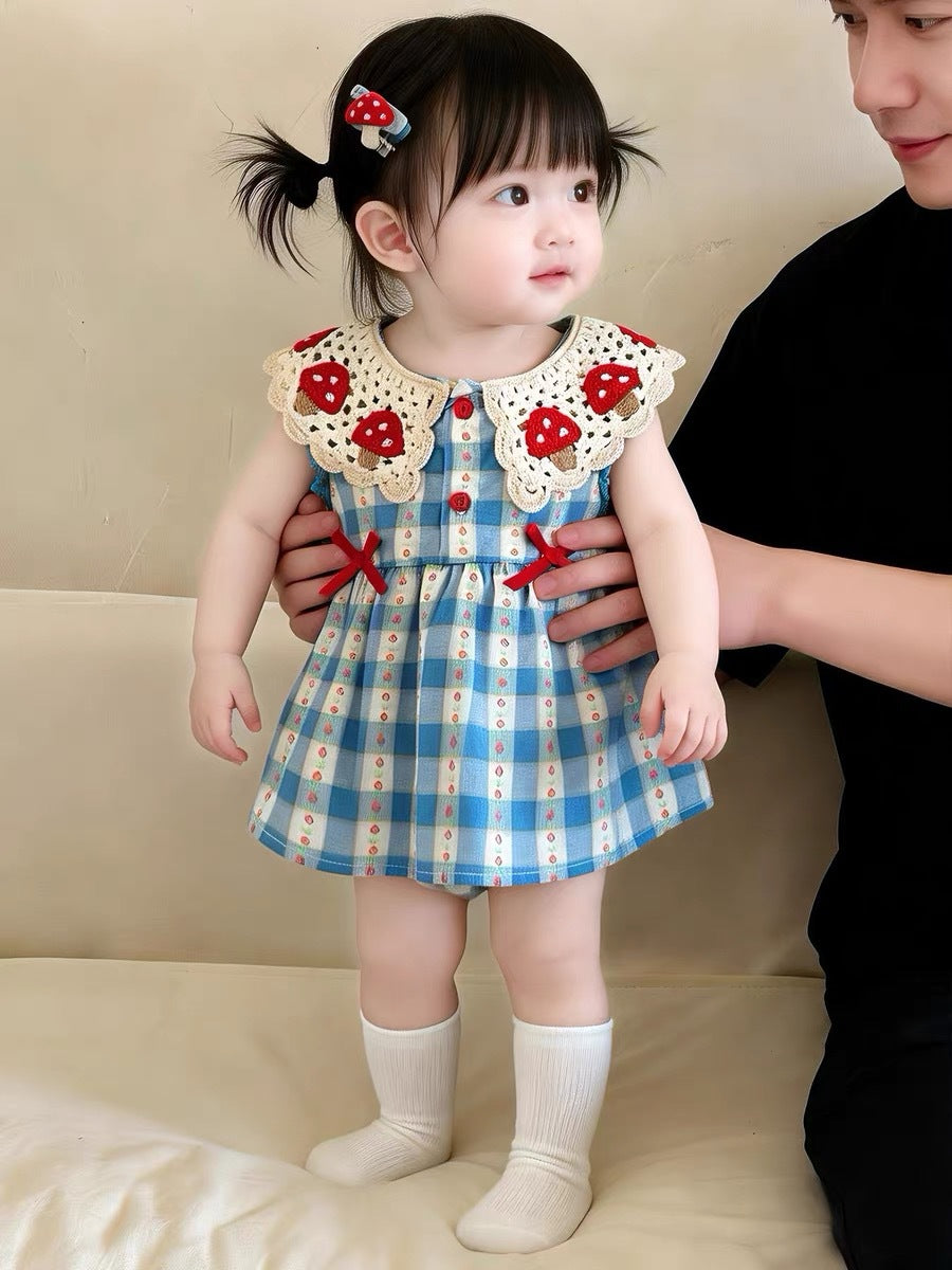 Summer Thin Sleeveless Doll Collar Bow Western Style Romper Going Jumpsuit, Climbing Suit