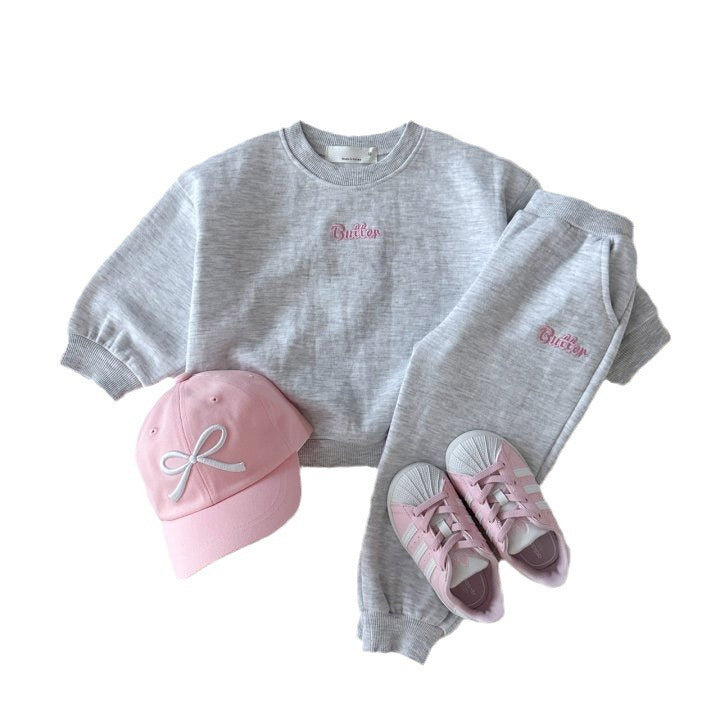 Children's Autumn Korean Style Cotton Letter Color Boys Sweater Children's Suit