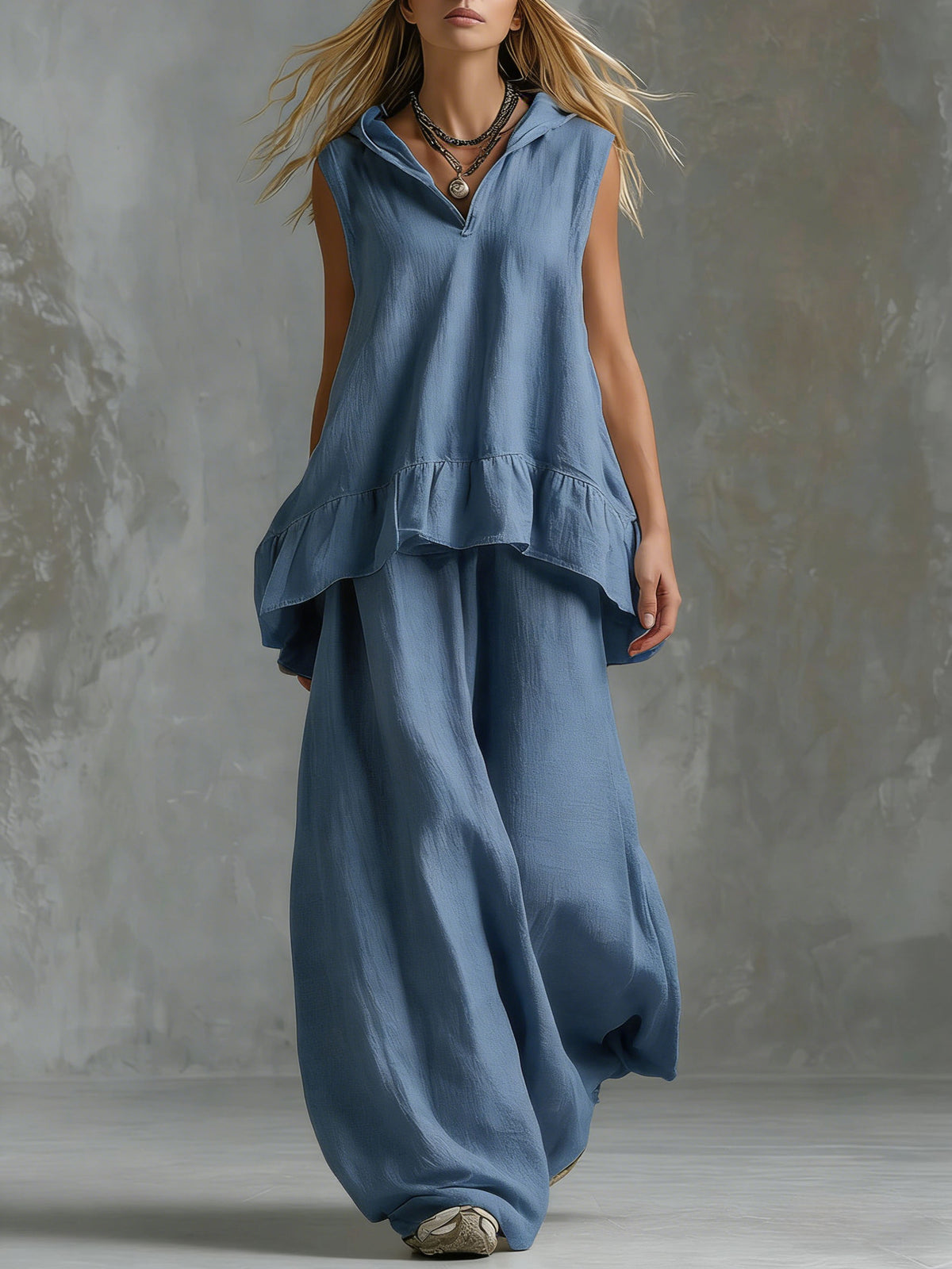 Women's Summer Solid Color Irregular Loose Fashion Casual Suit