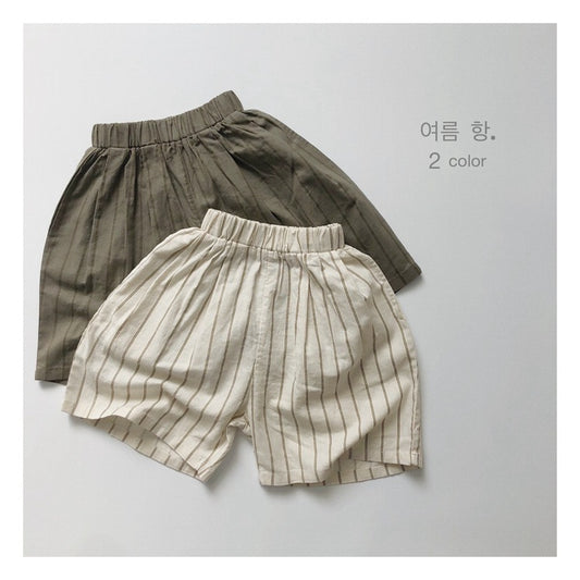 Children's Striped Shorts Summer Boys Ramie Loose Casual Children's Pants