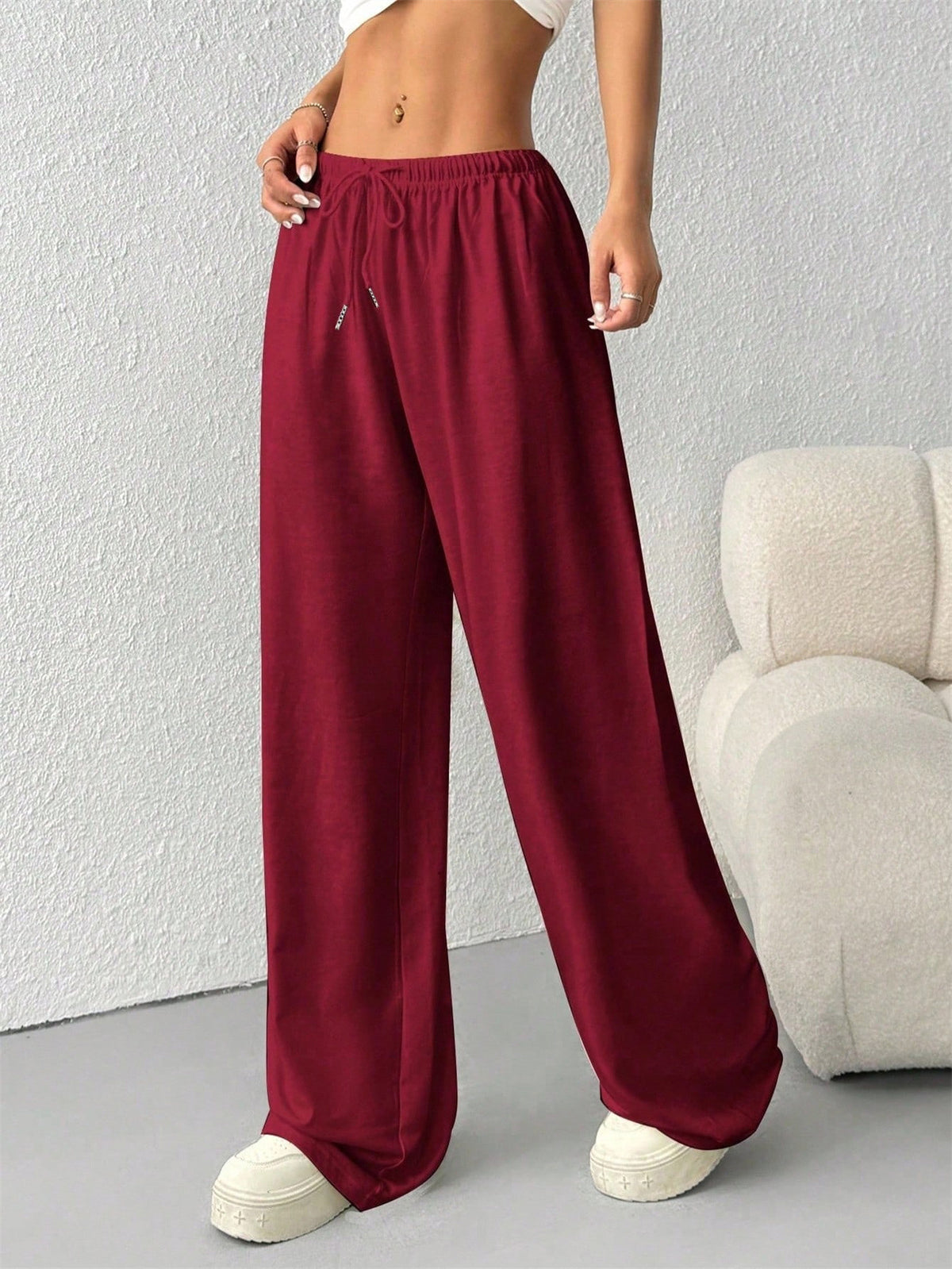 Women's Solid Color Waist Tight Draping Slimming Versatile Pants