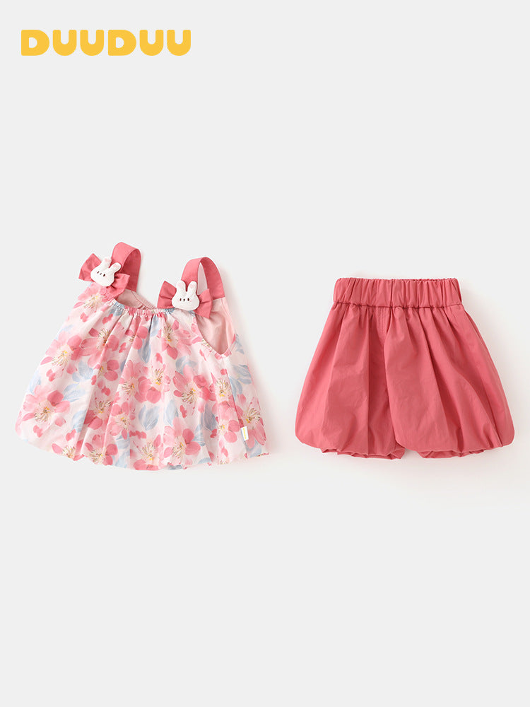 Feeling Summer Clothes Straps Shorts Korean Children's Suit