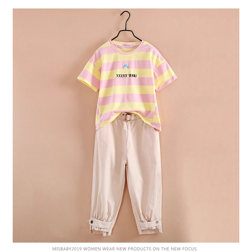 Children's Sports Young Teen Clothing Fashionable Short Sleeve Two-piece Summer Children's Suit