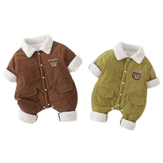 Clothes Jumpsuit Fur Collar Corduroy Romper Keep Warm Jumpsuit, Climbing Suit