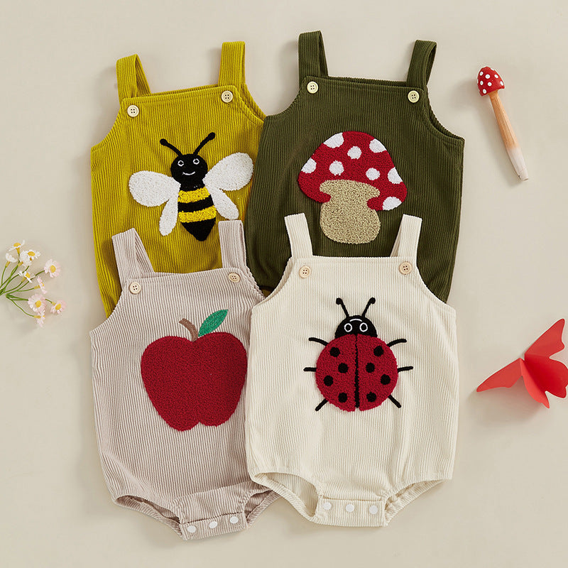 Children's Jumpsuit Strap Cartoon Towel Embroidery Triangle Rompers Jumpsuit, Climbing Suit