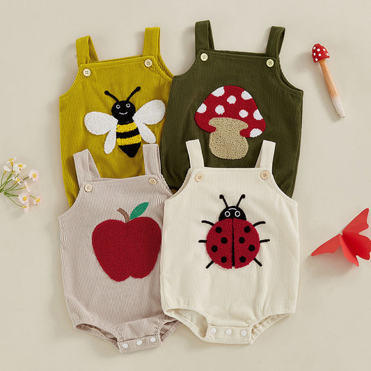 Children's Jumpsuit Strap Cartoon Towel Embroidery Triangle Rompers Jumpsuit, Climbing Suit