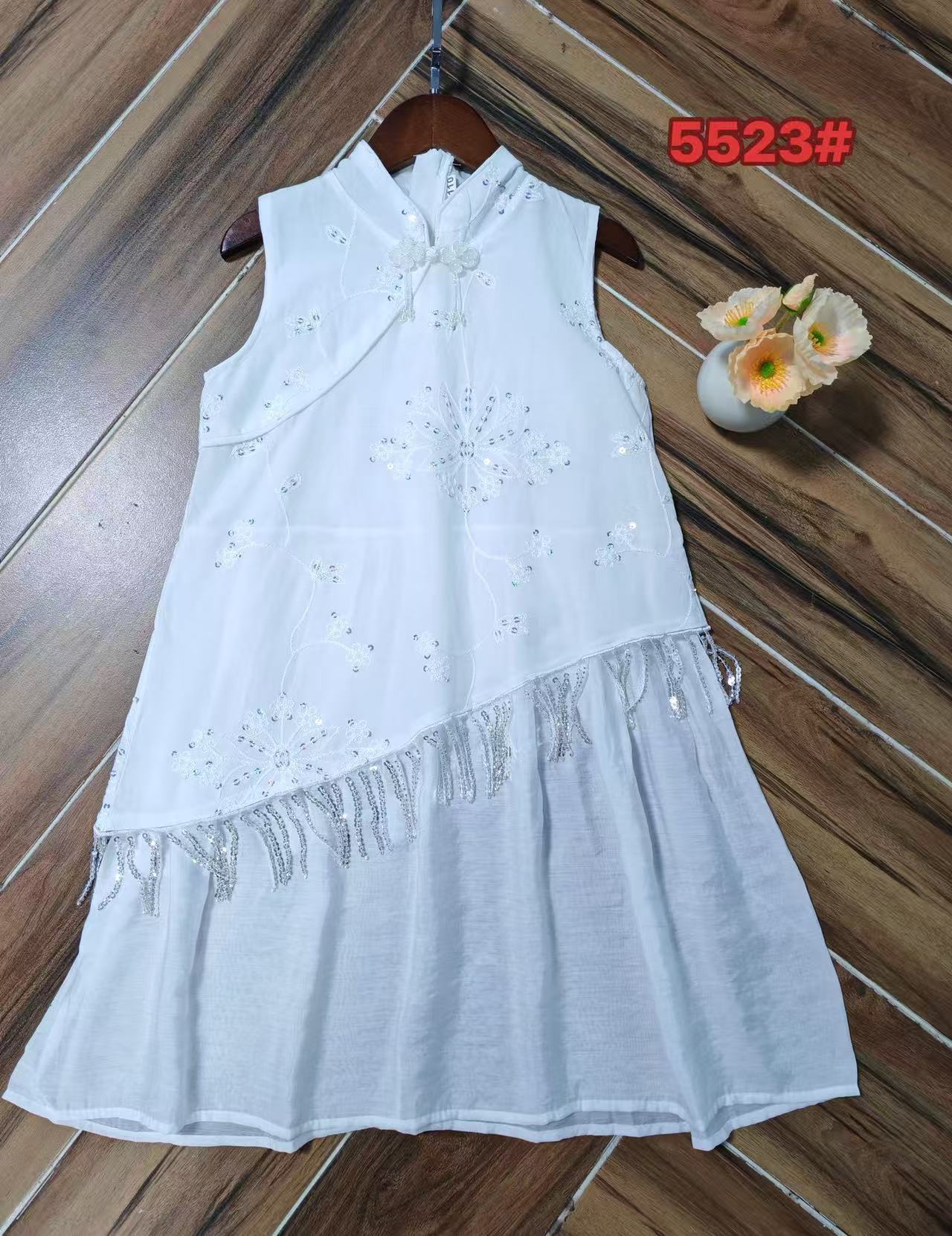 Children's Ethnic Style White Body Strap Braces Children's Dress