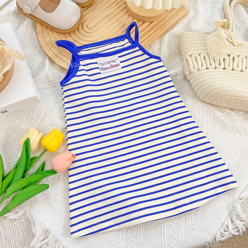Children's Summer Korean Style Clothing Western Striped Children's Dress