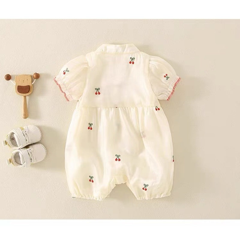 Infant Summer Cute National Fashion Cheongsam One-piece Romper Short Jumpsuit, Climbing Suit
