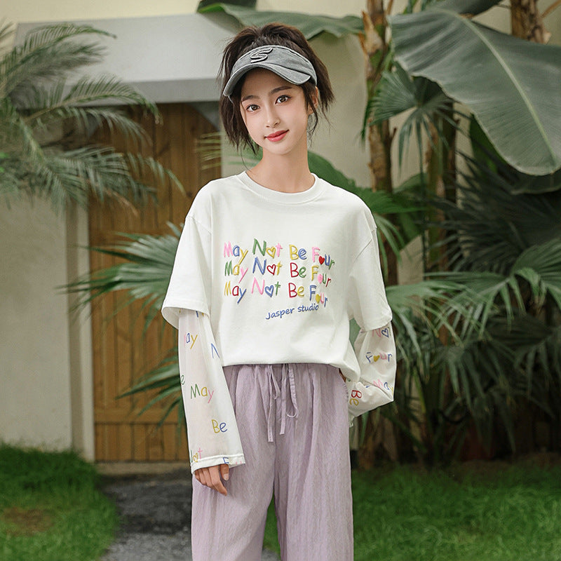 Thin Sun Protection Clothing For Middle Older Plus Size Loose Children's T-shirt