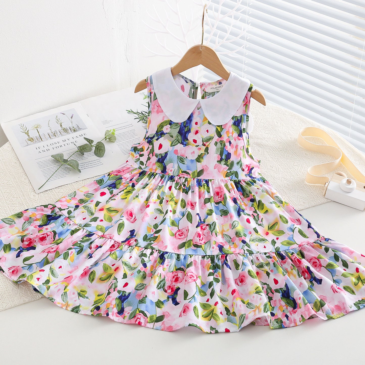 Children's Poplin Summer Artificial Cotton Skirt Medium Children's Dress