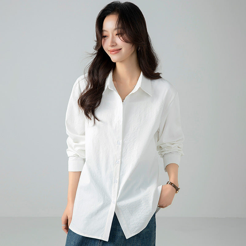 Women's Loose Long-sleeved Shirt Solid Color Spring Blouse