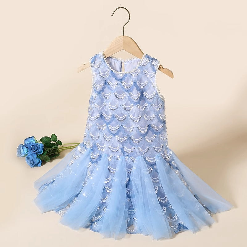Children's Summer Mermaid Princess Medium Big Sequins Fishtail Children's Dress