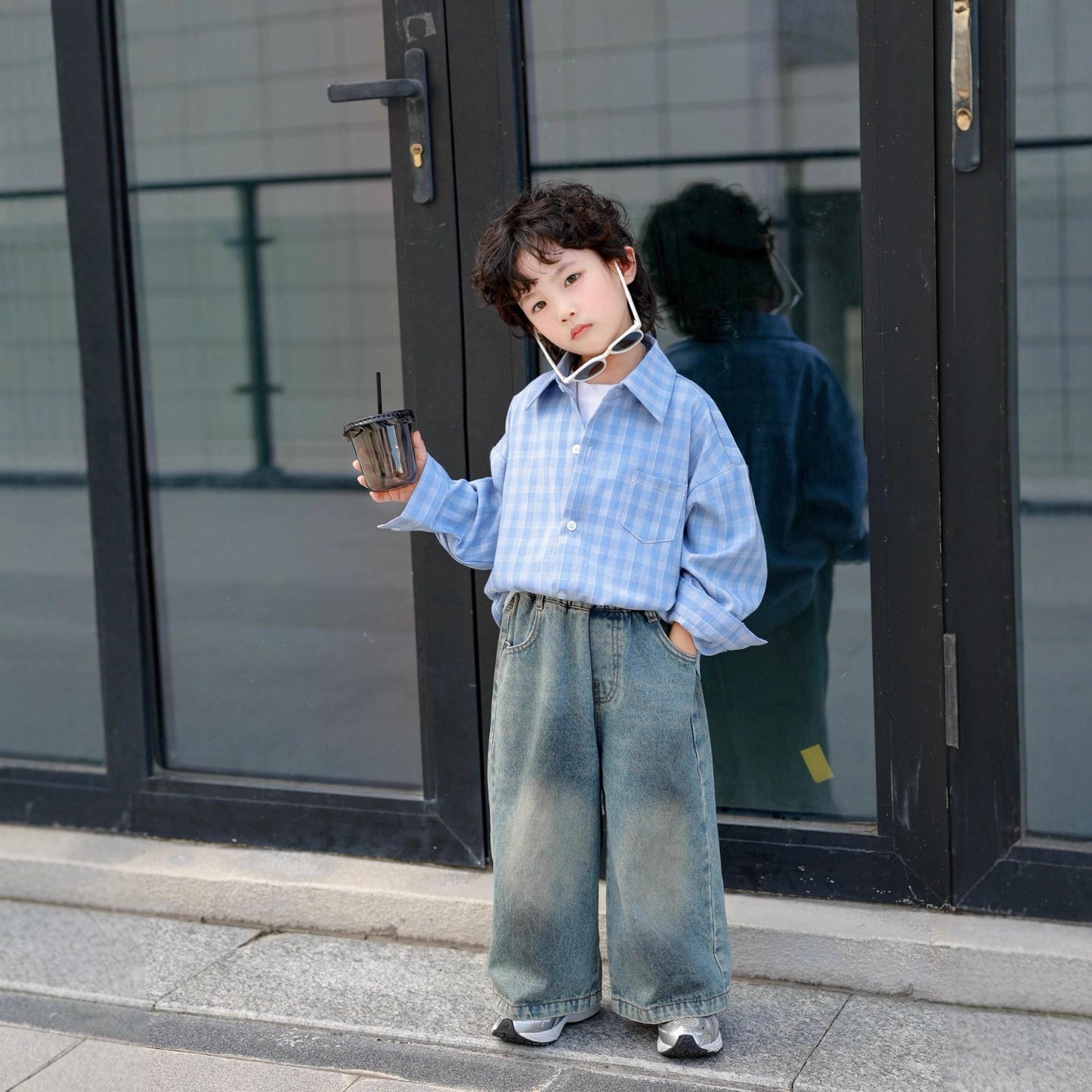 Children's Shirt Style Retro Top Loose Lazy Parent-child Outfit