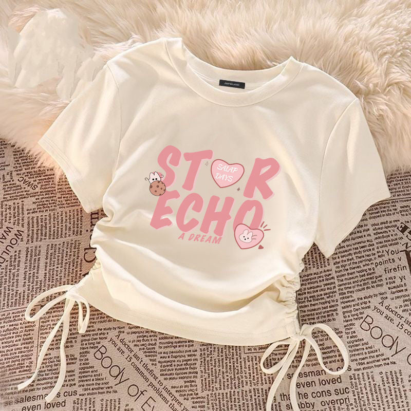 Children's Summer Western Style Thin Medium Big Drawstring Children's T-shirt