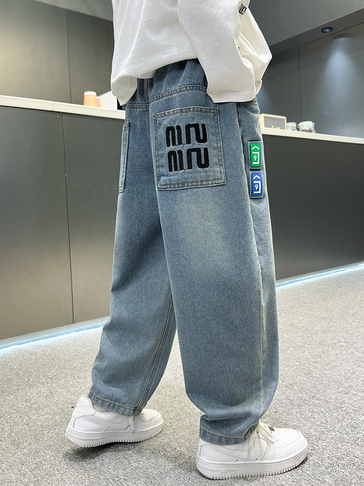 Children's Jeans Spring Wear Casual Loose Teens Trousers Autumn Sports Children's Pants