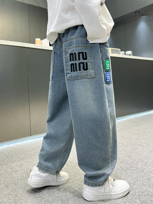 Children's Jeans Spring Wear Casual Loose Teens Trousers Autumn Sports Children's Pants