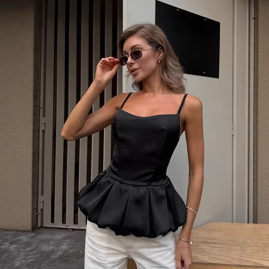 Women's Solid Color Spaghetti Straps Slimming Waist Small Vest/suspenders/tube Top