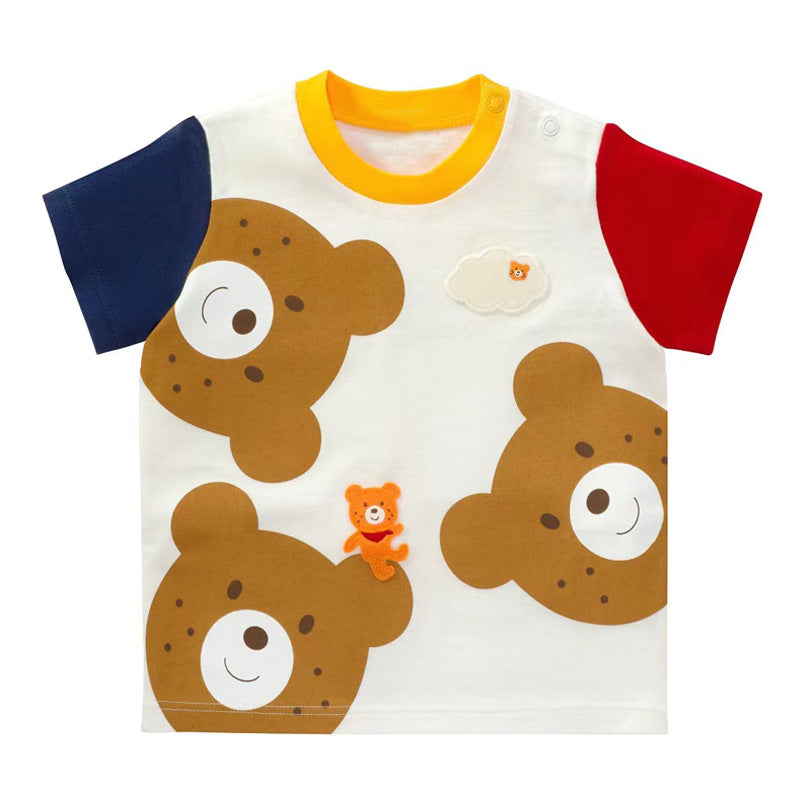 Children's Clothing Summer Cartoon Bear Rabbit Multicolor Printing Short-sleeved Children's T-shirt