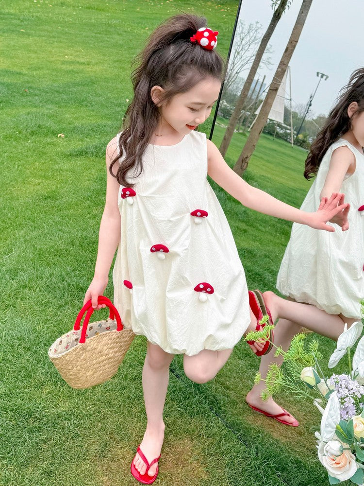 Summer Fashionable Red Bud Skirt Sleeveless Children's Dress