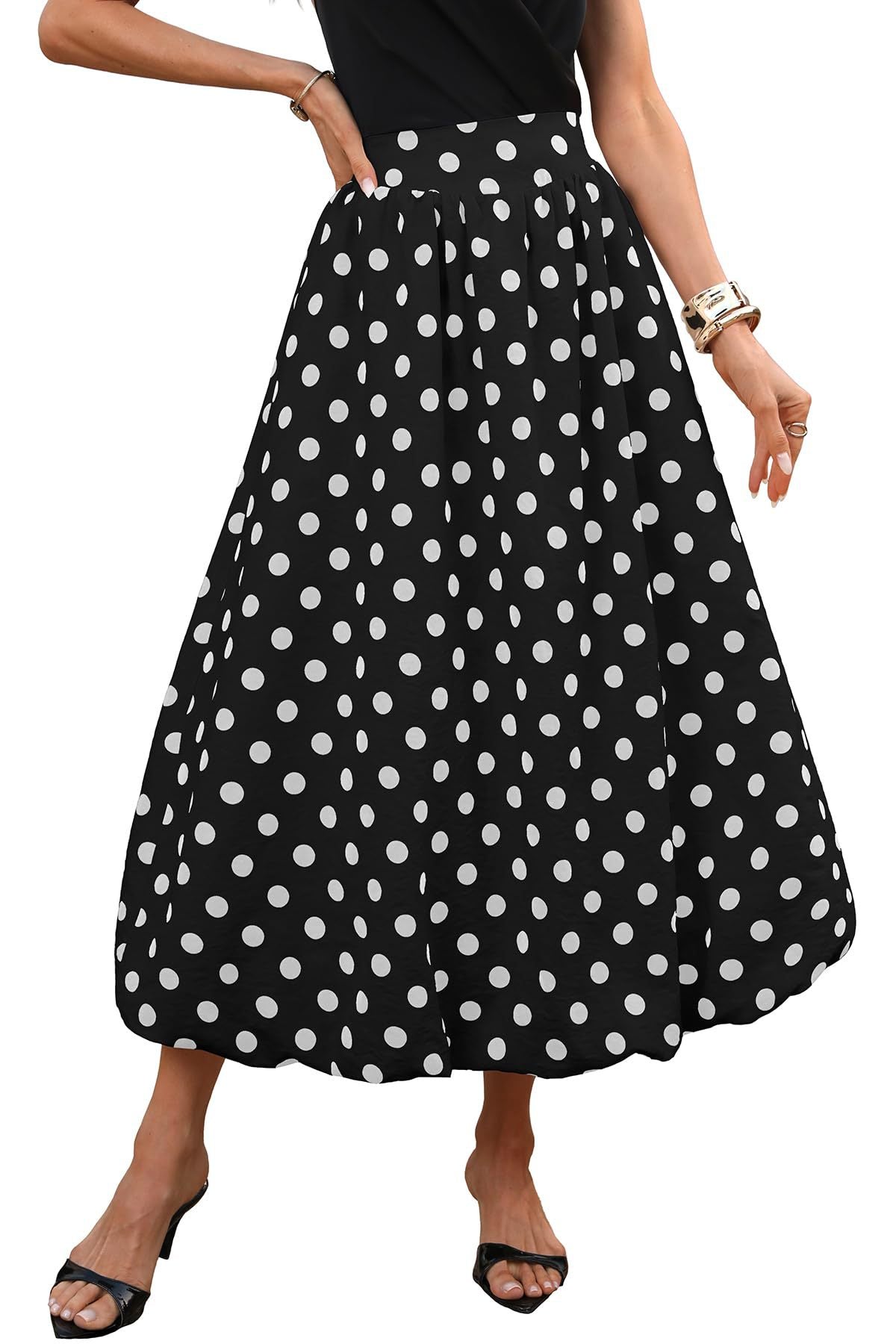 Women's Elastic Waist Fluffy Hem Bubble Skirt