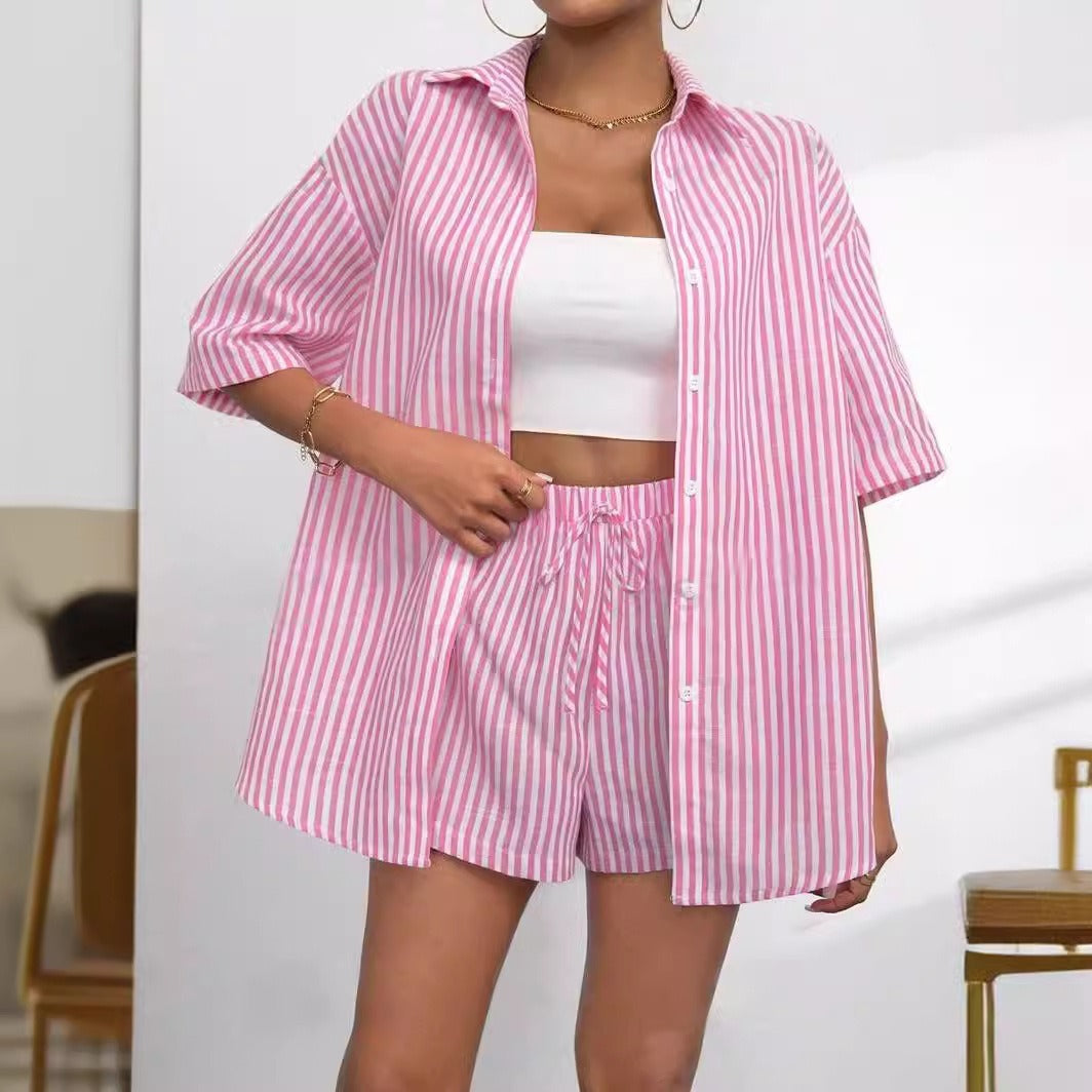 Source Lapel Striped Shirt Sleeve Two Suits