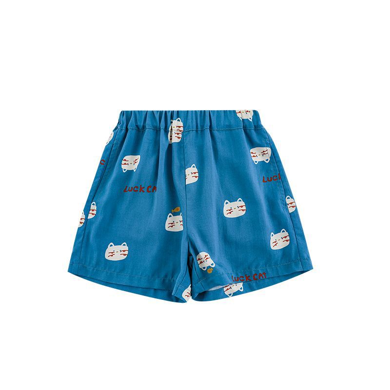 Cat Printing Short-sleeved Contrast Color Loose Shirt Cool Shorts Series Children's T-shirt