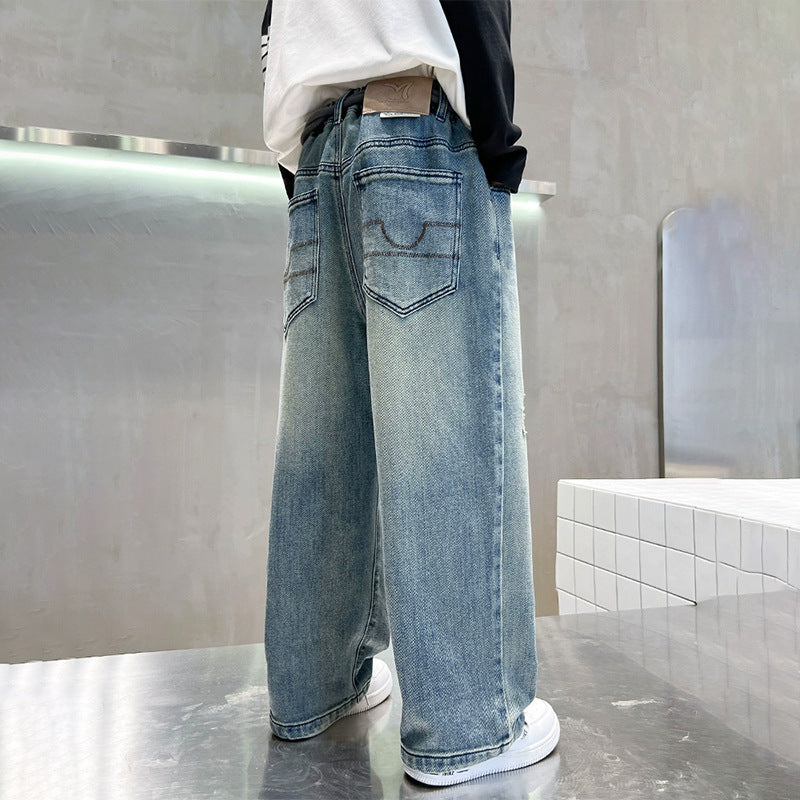 Children's Clothing Boys Autumn Jeans Older Sports Trousers Fashion Trendy Children's Pants